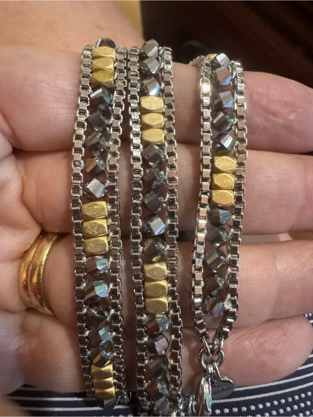 Stella & Dot Gold and Silver Faceted Wrap Bracelet